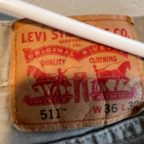 Y2K Classic Levi's 511 Tan Chinos Pants Straight Leg Tapered Retro Premium 36X30 - Picture 7 of 9